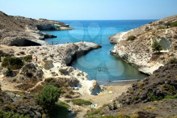 Kapros beach in Milos island is a small cove between two rocks.  