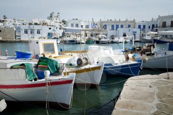 Fishing boat in Naoussa village in Greece