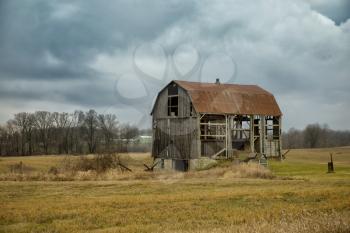 Abandoned barn in a field in Ontario, Canada