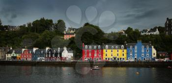 View of colourful houses at Tobermory, isle of Mull in Scotland