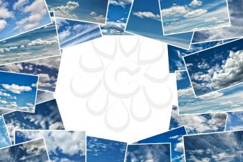 Collage  of beautiful clouds in a blue sky
