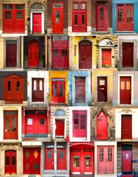 Collage of red doors from everywhere in the world