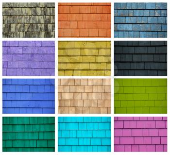 Collage showing a variety of tiles colours from colourful houses