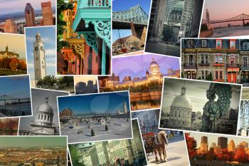 Collage of images from famous location in Montreal, Canada 