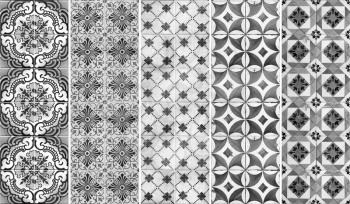 Photograph of traditional portuguese tiles in different shade of grey