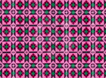 Photographe of traditional portuguese tiles in pink and green 