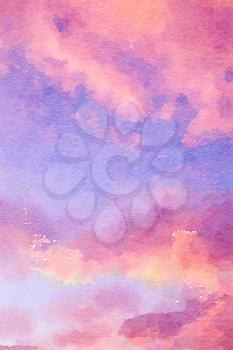 Abstract digital watercolour of pink, purple and blue background
