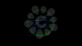 Royalty Free Video of a Rotating Green Opaque Circle with Two Rings Rotating Around It